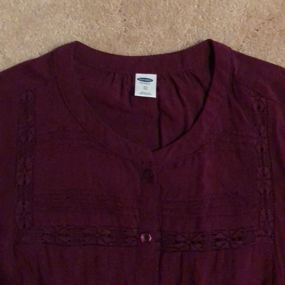 Old Navy maroon 3/4 sleeve button up romper - Picture 2 of 3